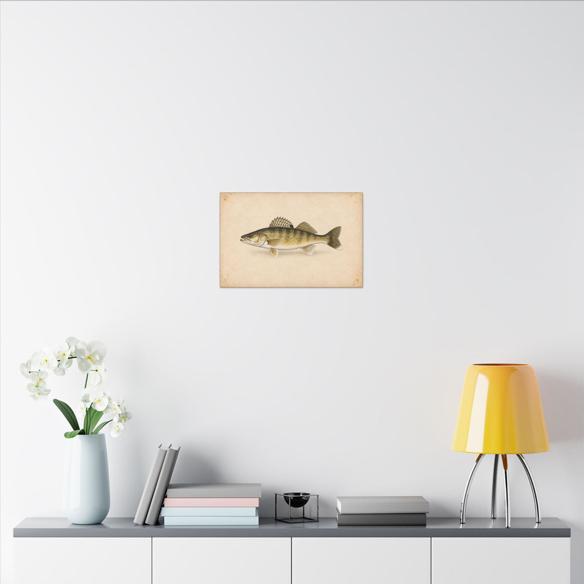 Walleye Field Study canvas in a home office