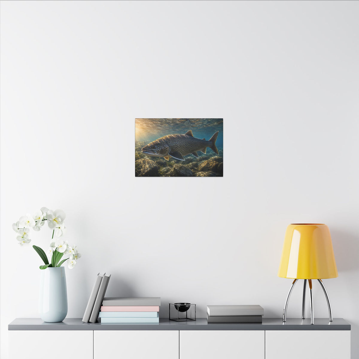 Shallow Reef at Sunrise Lake Trout canvas wall art, view 6