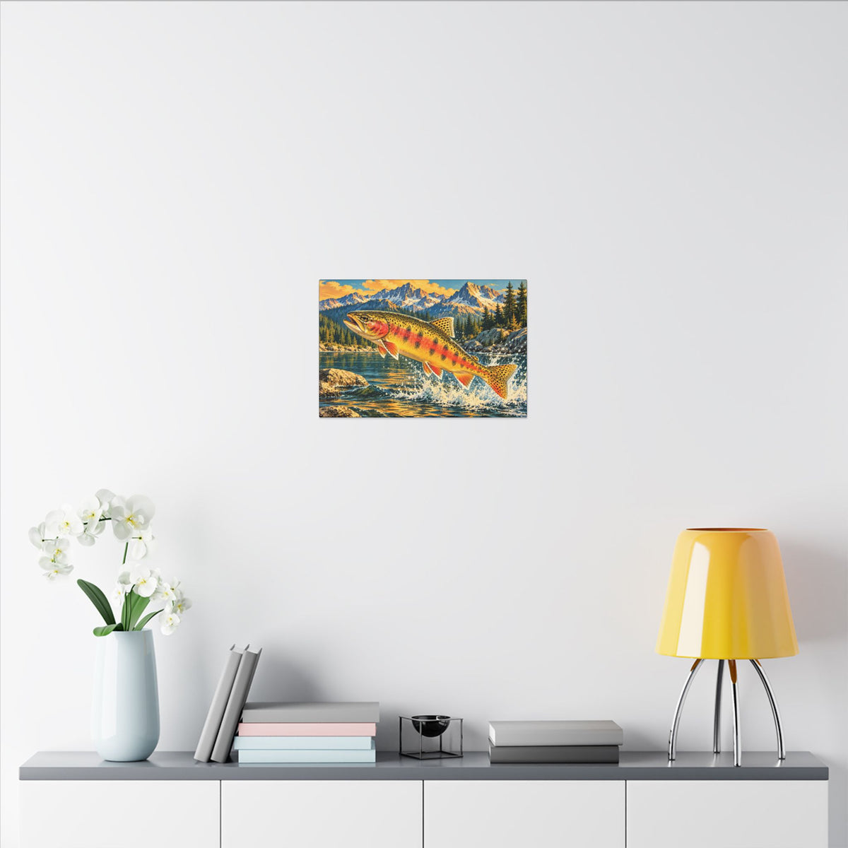 Leaping Through Alpine Waters Golden Trout canvas wall art, view 6