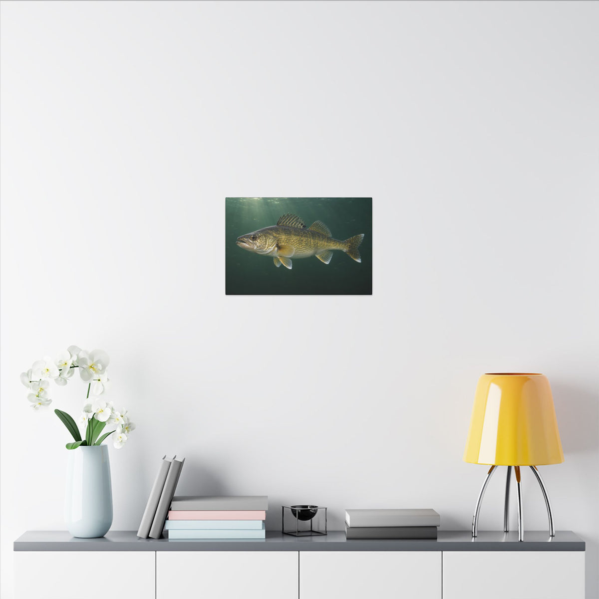 Big Water Trophy Walleye canvas in a home office