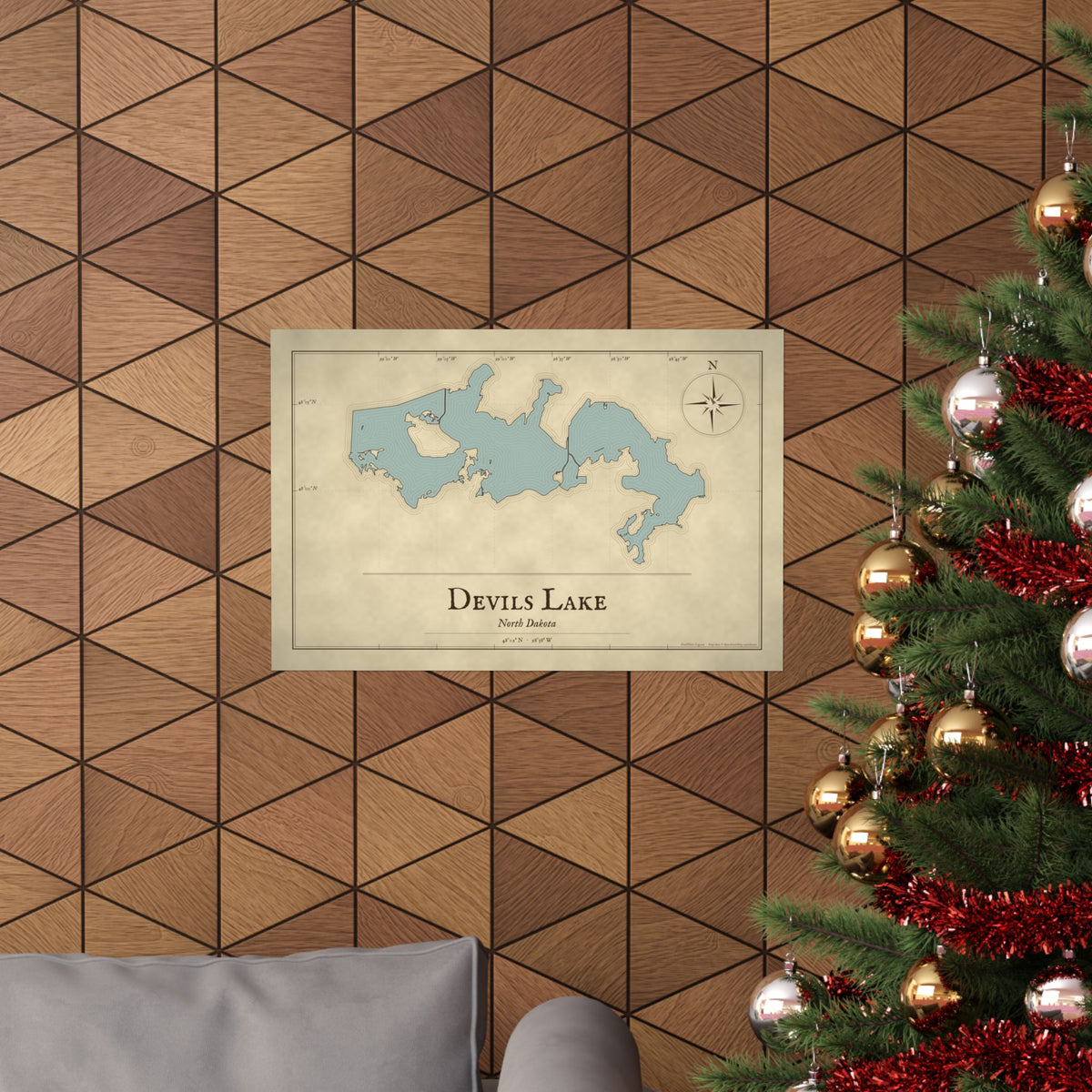 Devils Lake Vintage Map poster wall art, view 6