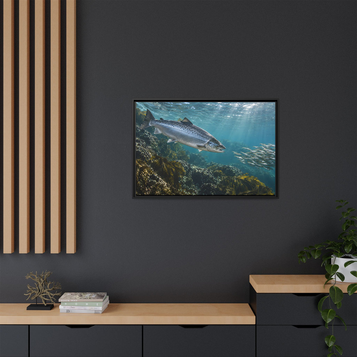 Emerald Pool Passage Salmon framed canvas wall art, view 6