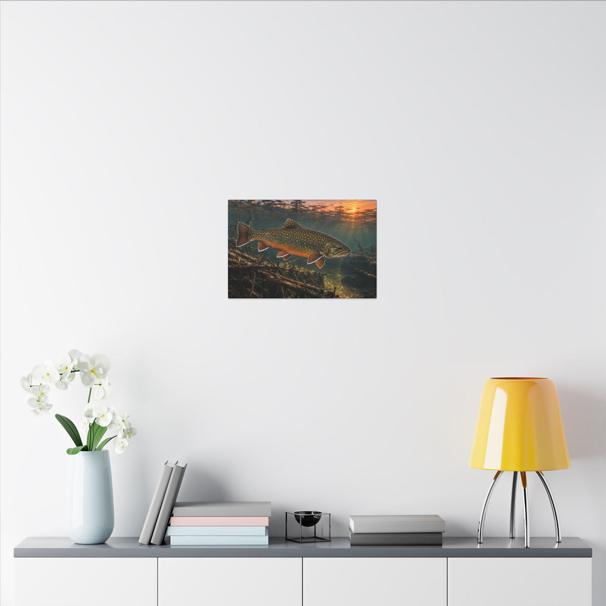 Sunset Beaver Dam Brook Trout canvas wall art, view 6