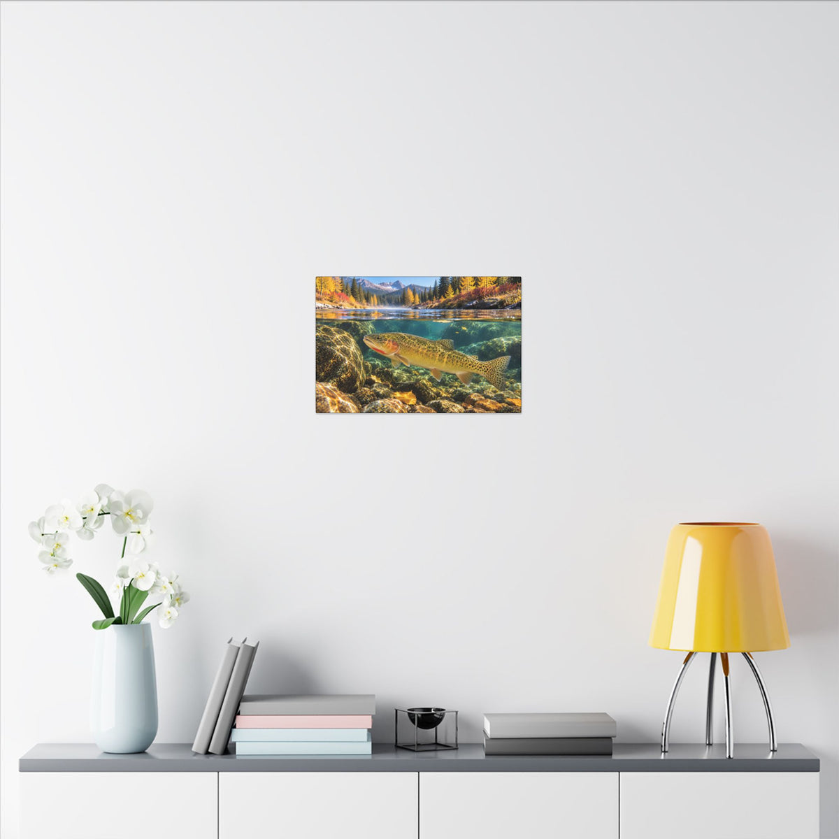 St. Joe Autumn Cutthroat Trout canvas in a home office