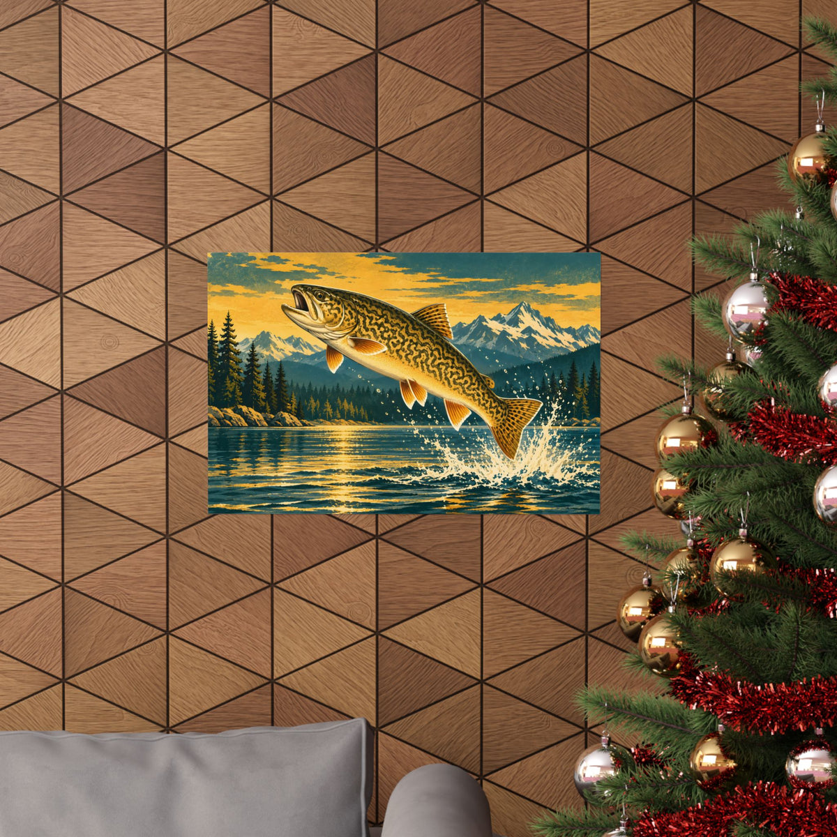 Mountain Lake Leap Tiger Trout poster wall art, view 6