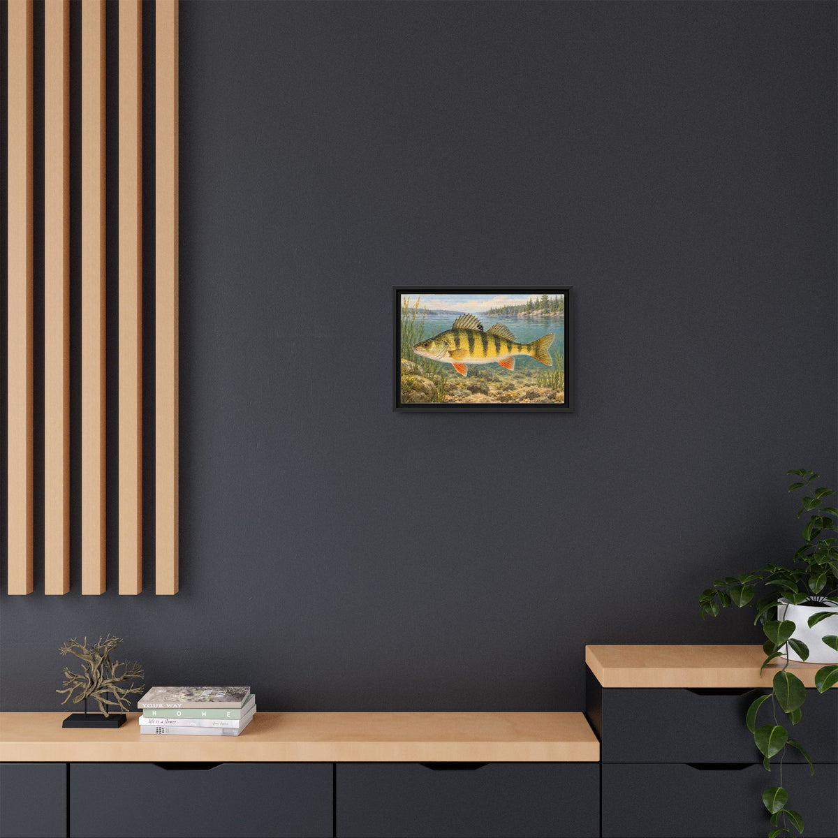 Field Guide Yellow Perch framed canvas wall art, view 6