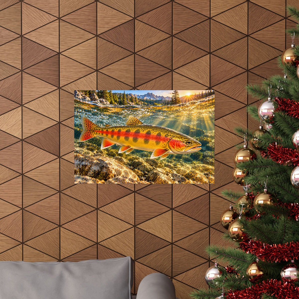 Mountain Sunrise Golden Trout poster wall art, view 6