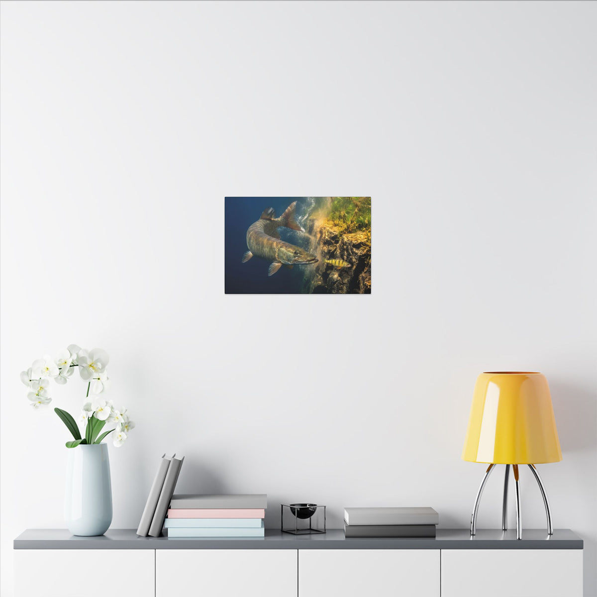 Muskie Drop-Off Chase canvas in a home office