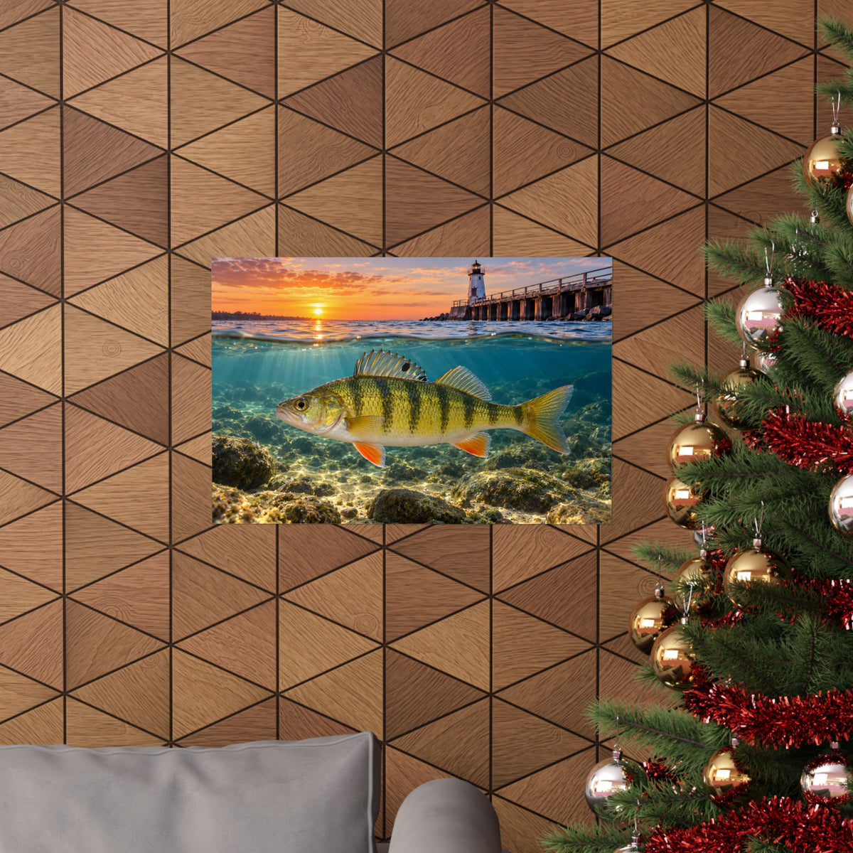 Lighthouse Sunrise Yellow Perch poster wall art, view 6