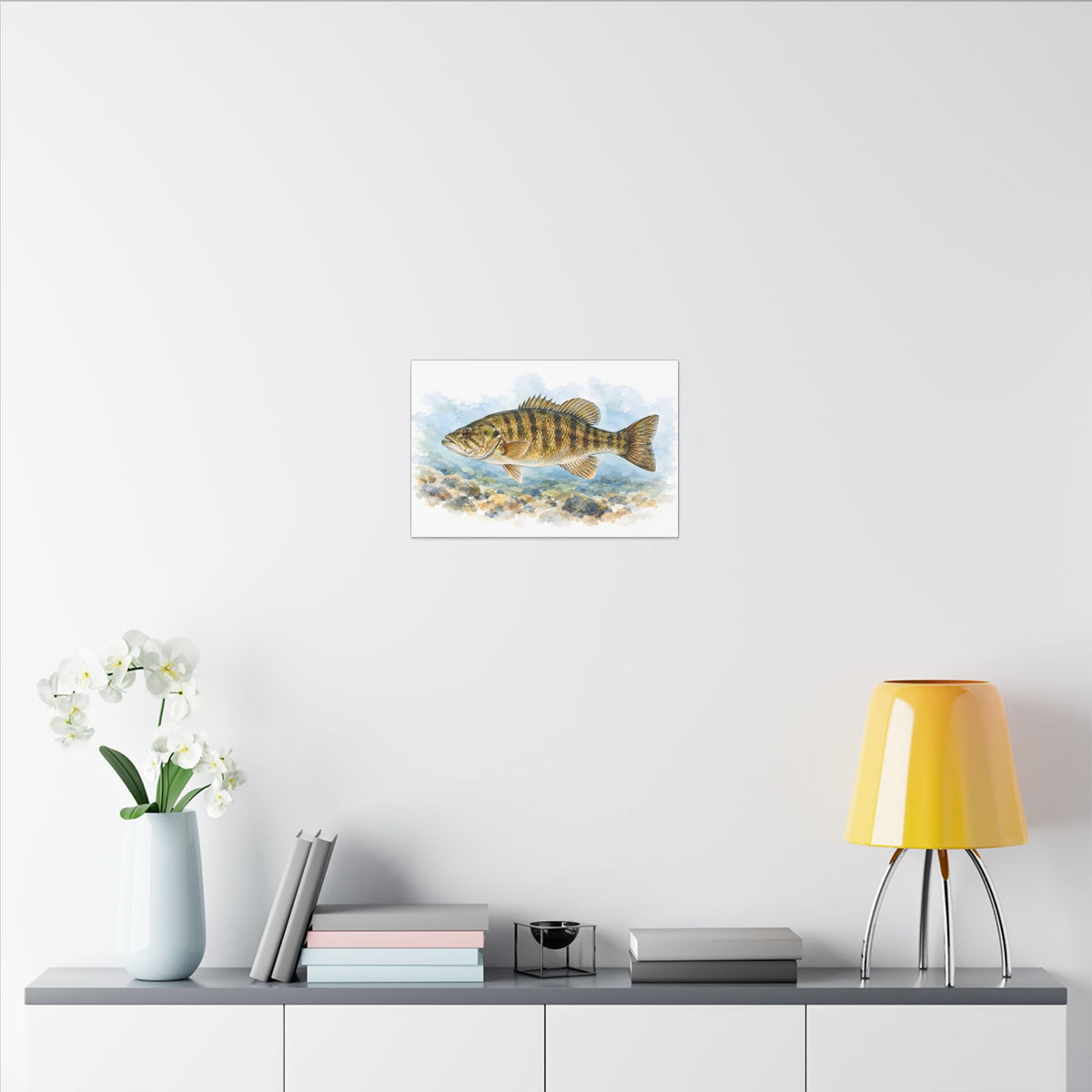 Watercolor Pebbles Smallmouth Canvas wall art, view 6