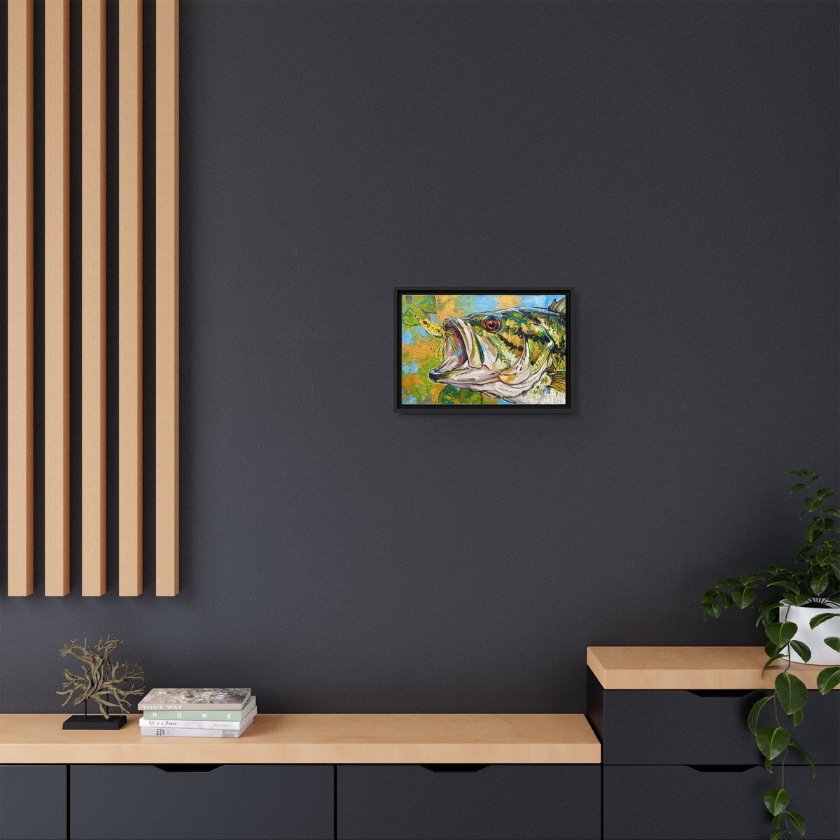 Legends Bold Close-Up Lily Pad Largemouth Bass framed canvas wall art, view 6