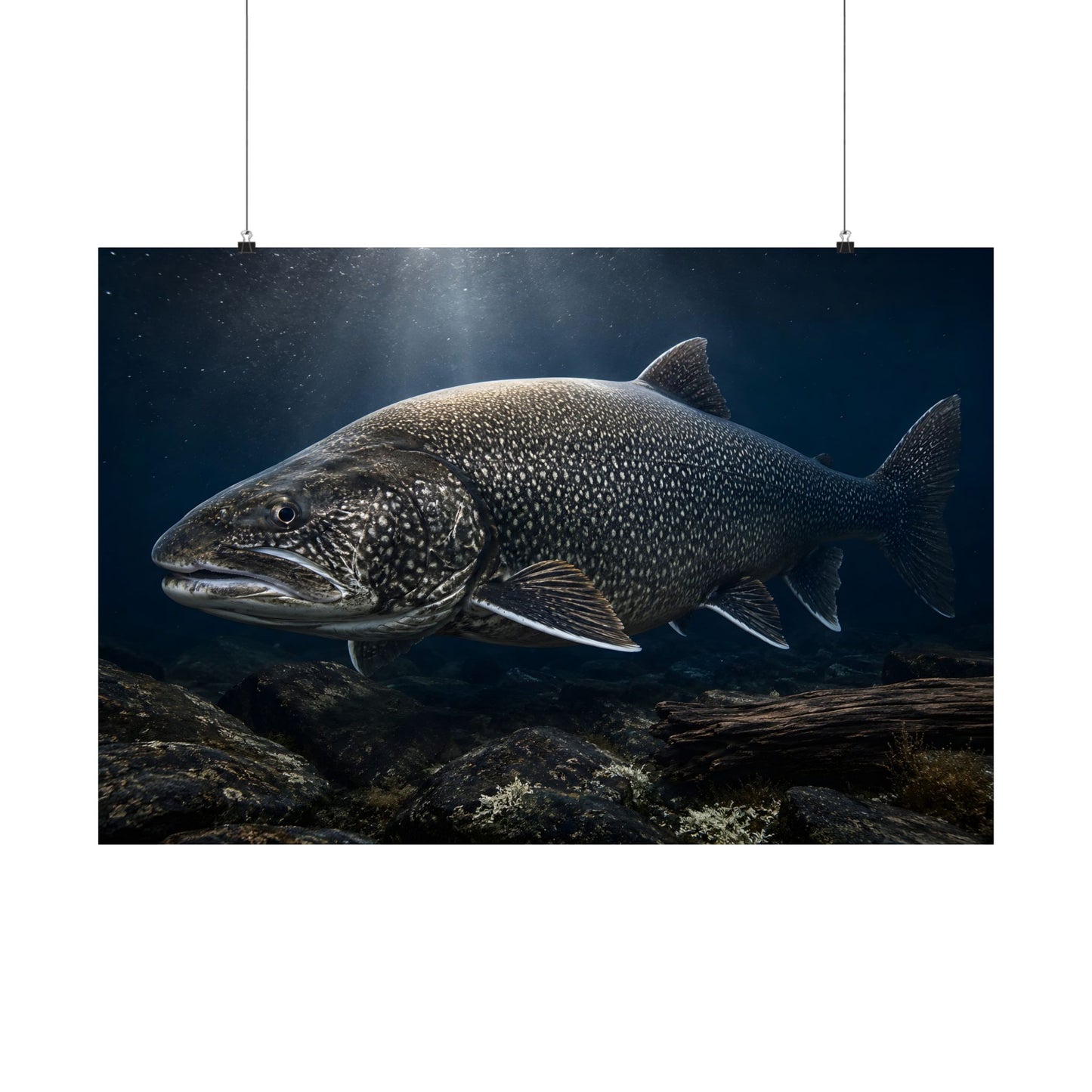 Lake Trout The Ancient One Poster — Deep Water Giant Matte Wall Art for Anglers