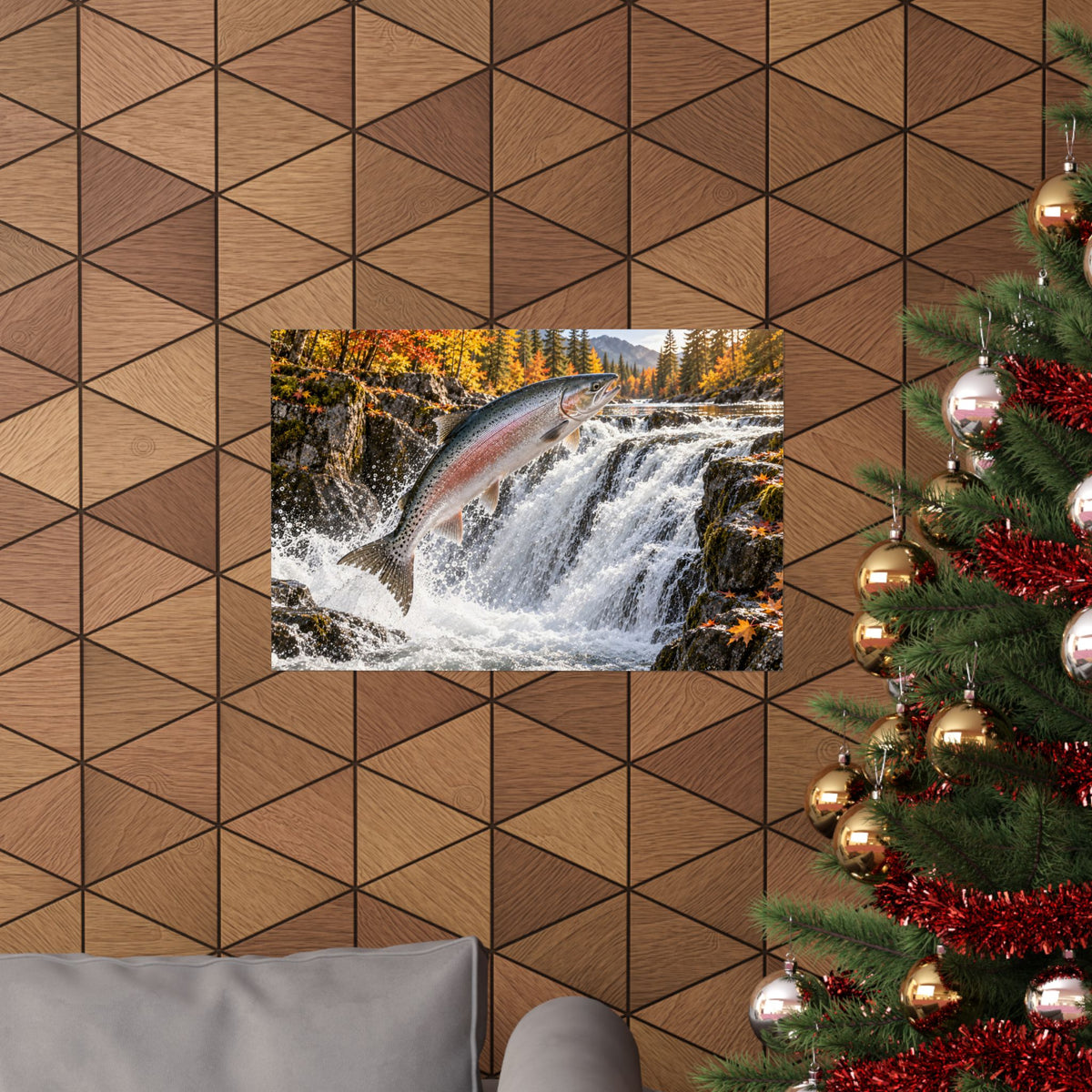 Autumn Falls Leap Salmon poster wall art, view 6