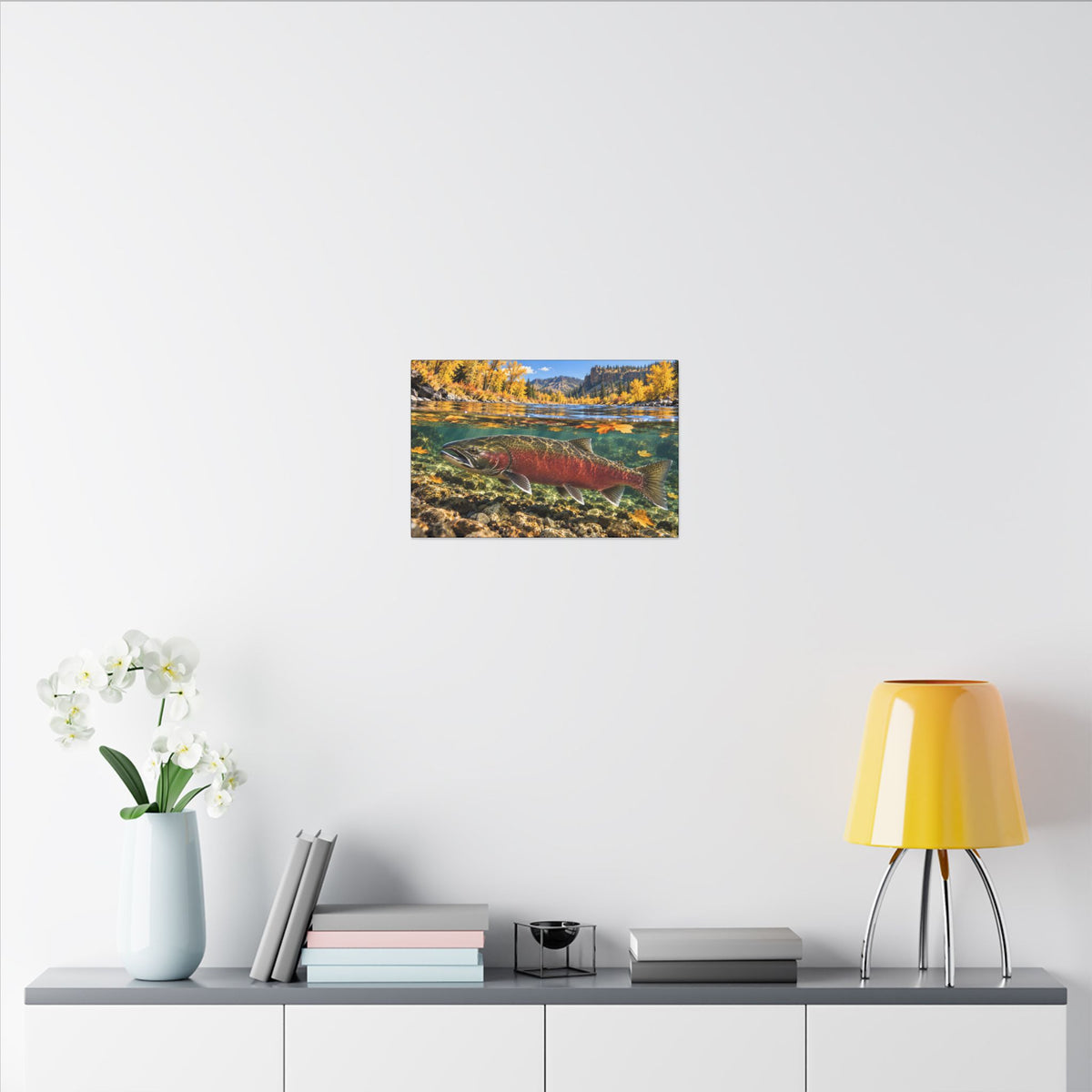 Clearwater Fall Coho Salmon canvas in a home office