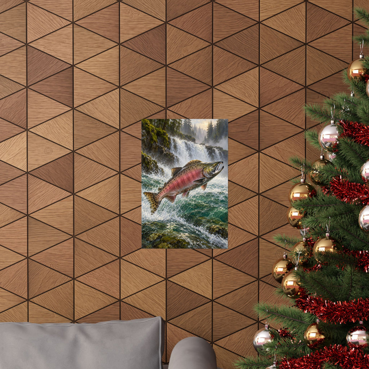 Beneath the Waterfall Pink Salmon poster wall art, view 6