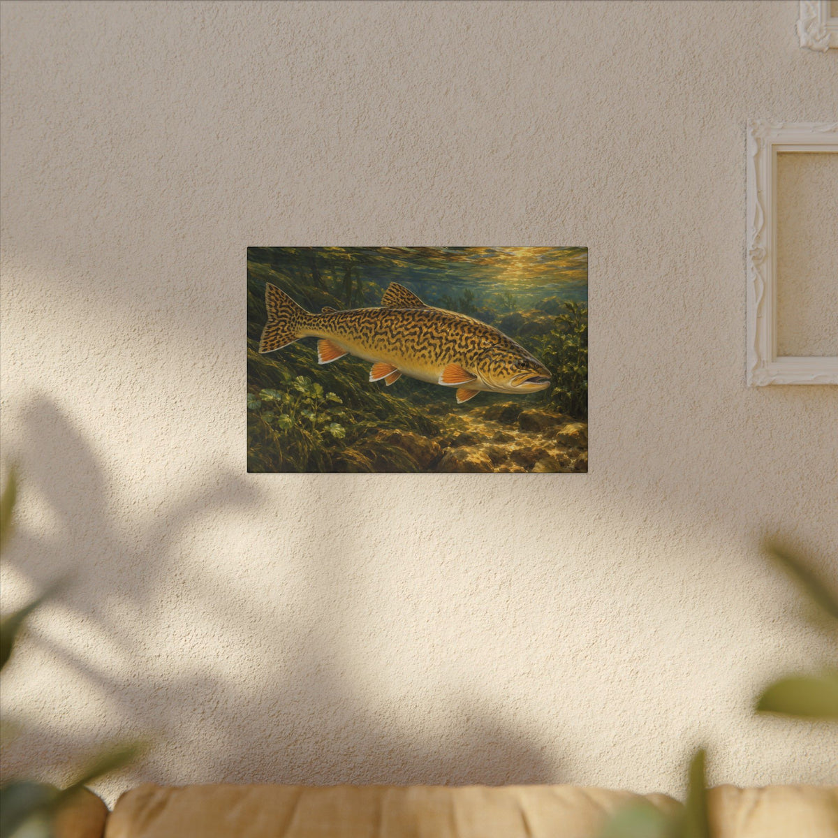 Golden Hour Watercress Tiger Trout canvas wall art, view 5