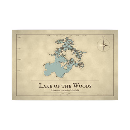 Lake of the Woods Vintage Map canvas wall art