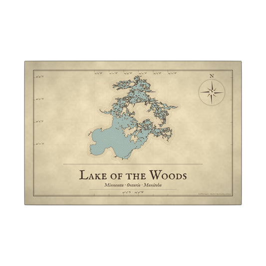 Lake of the Woods Vintage Map canvas wall art