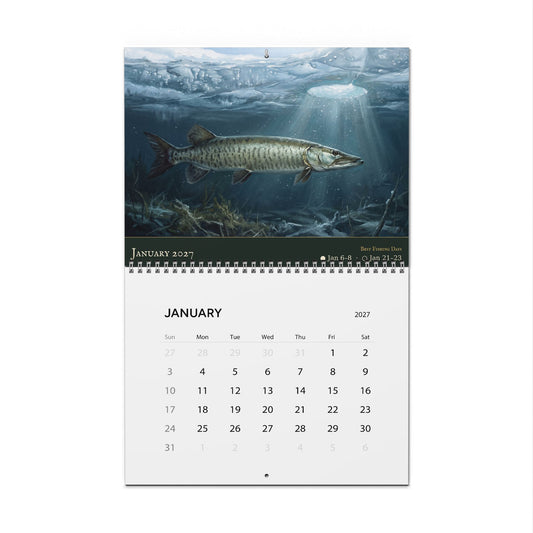 2027 Muskie Wall Calendar — Fish Art with Best Fishing Days