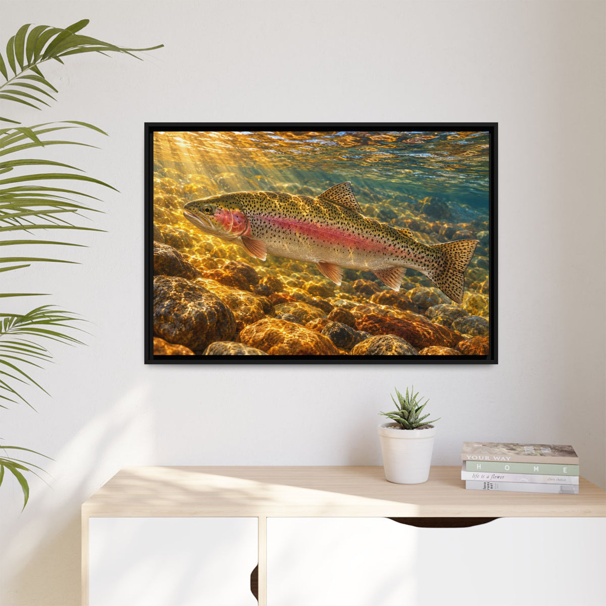 Golden Riffle Rainbow Trout framed canvas wall art – photo 5