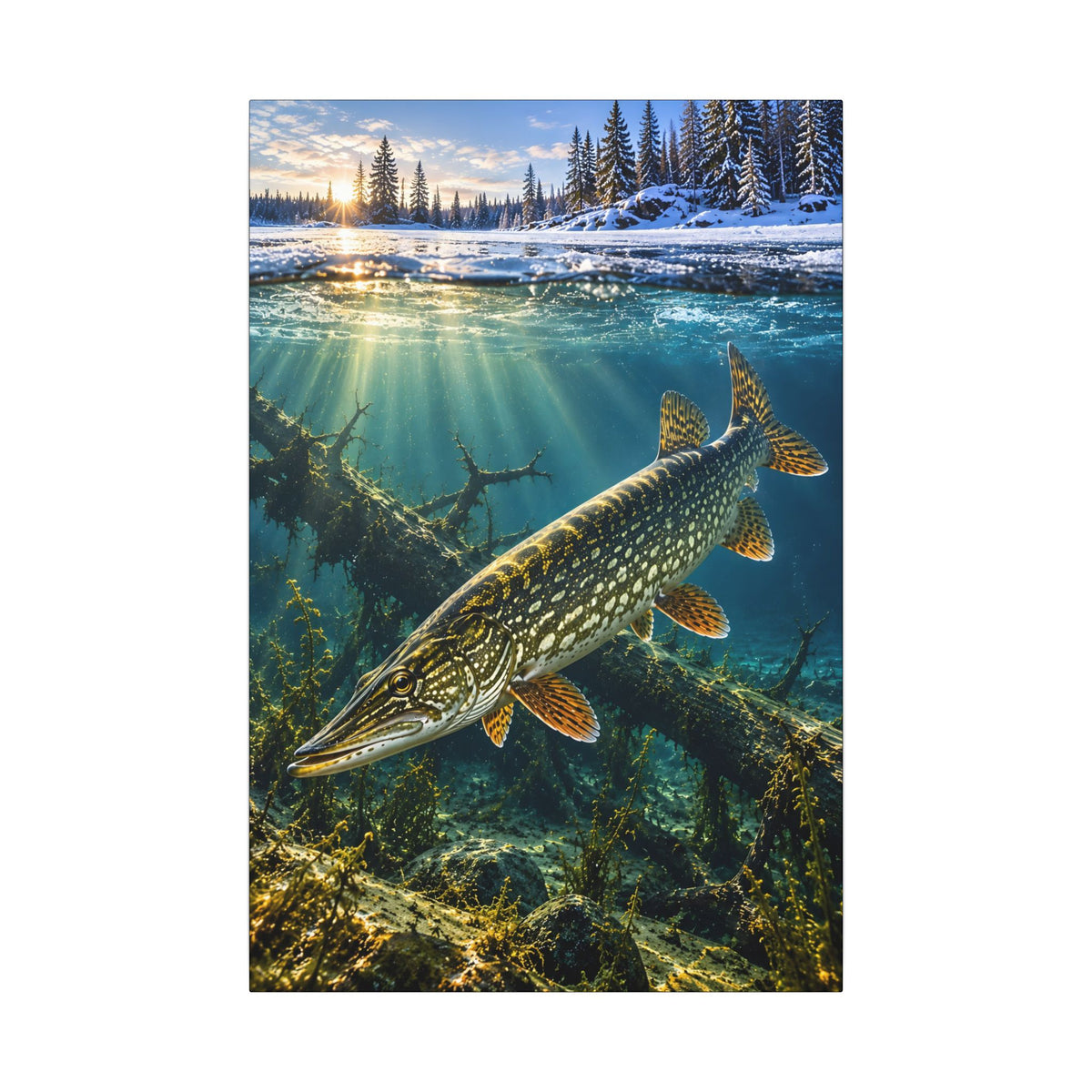 Winter Pike Beneath the Ice canvas wall art, view 3