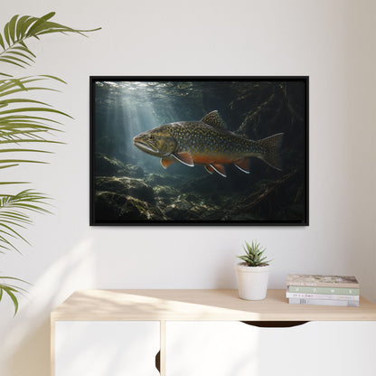 Shadow Pool Brook Trout framed canvas wall art, view 5
