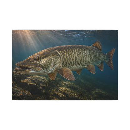 Toothy Close-Up Backlit Muskie canvas, 24x16 size view