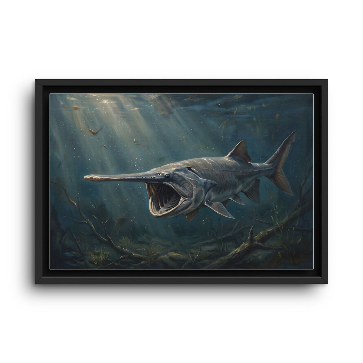 Paddlefish Filter Feed framed canvas wall art