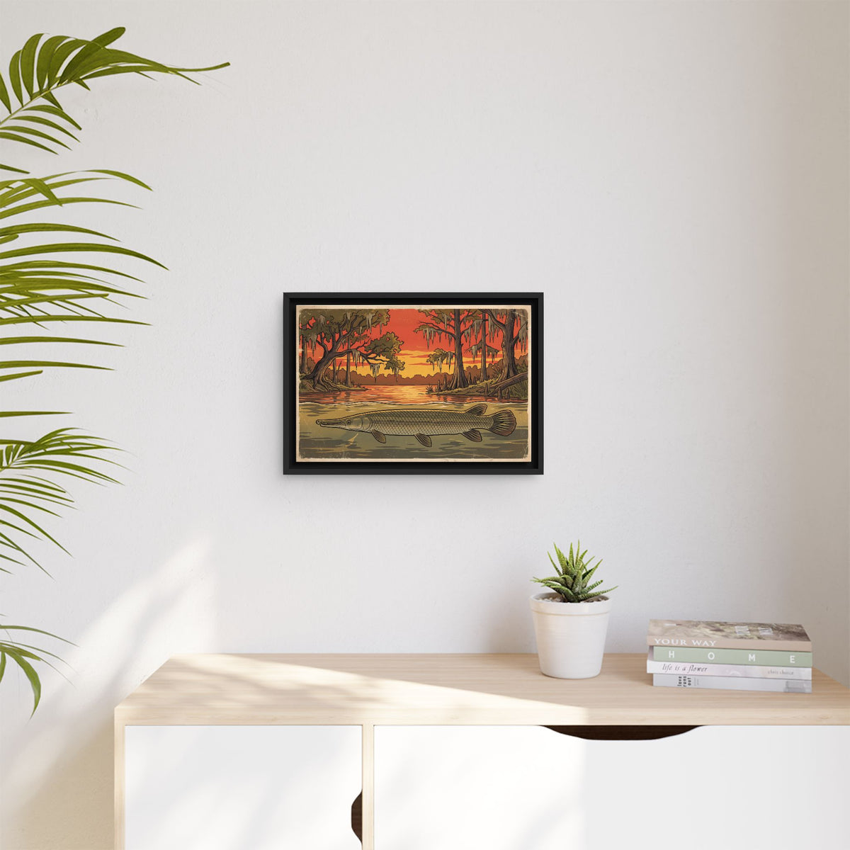 Alligator Gar Texas Sunset framed canvas wall art, view 5