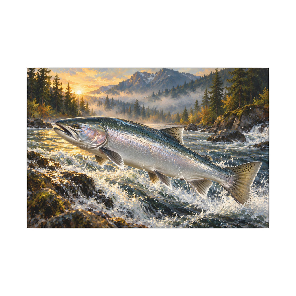 Silver Run Coho Salmon canvas, 18x12 size view