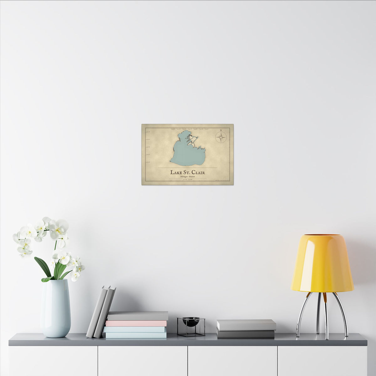 Lake St. Clair Vintage Map canvas wall art, view 6