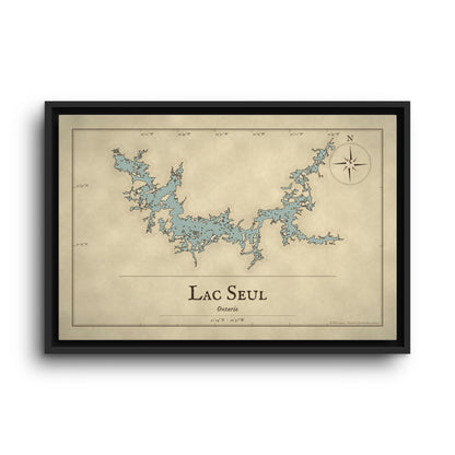 Lac Seul Vintage Map framed canvas wall art, view 2
