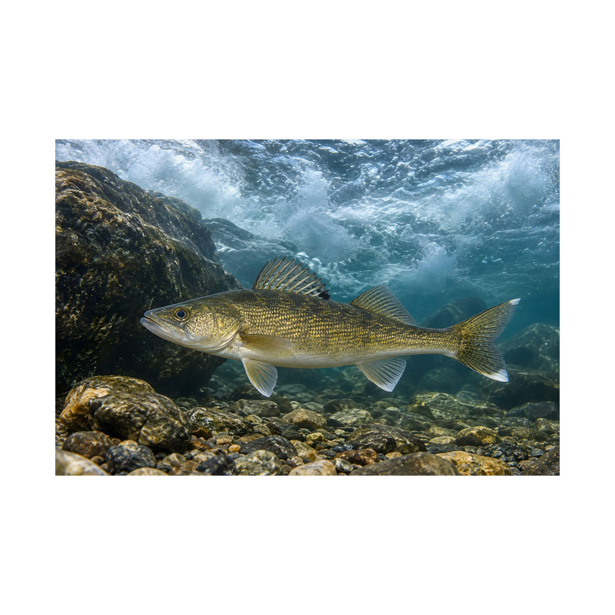 Tailwater Below the Dam Walleye fishing poster close-up
