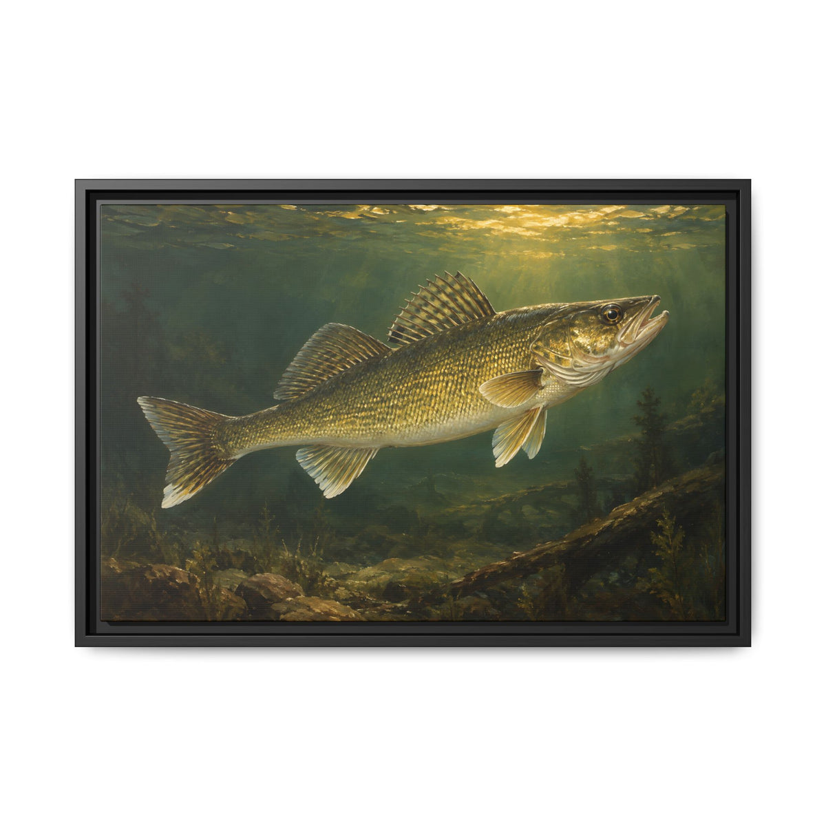 Classic Sporting Oil Walleye framed canvas, 36x24 size view