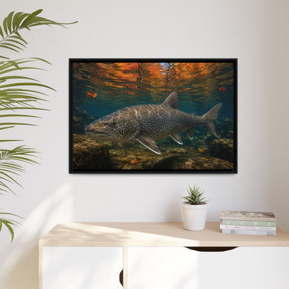 Autumn Granite Lake Trout framed canvas wall art, view 5