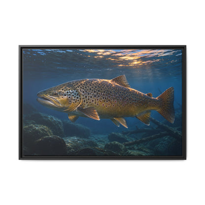 Blue Hour Giant Brown Trout framed canvas wall art