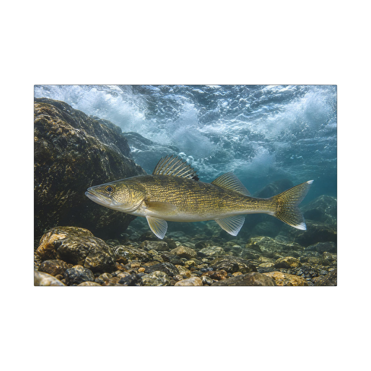 Tailwater Below the Dam Walleye canvas, 24x16 size view