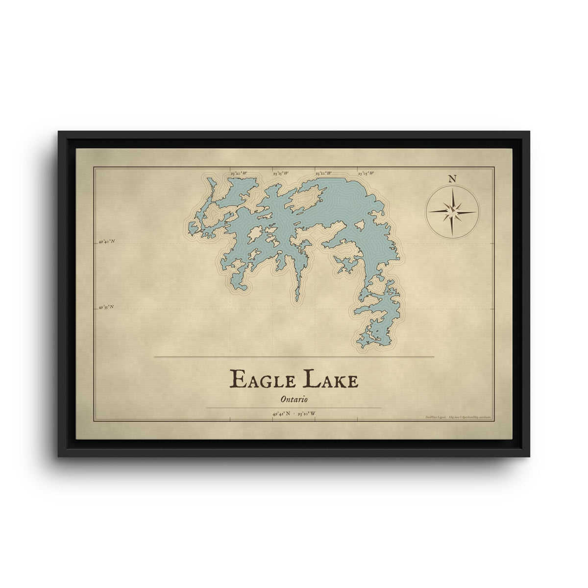 Eagle Lake Vintage Map framed canvas wall art, view 2