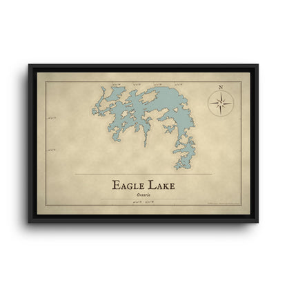 Eagle Lake Vintage Map framed canvas wall art, view 2