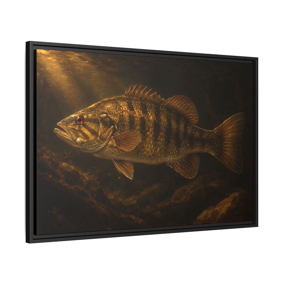 Old Master Lamplight Smallmouth Framed Canvas wall art, view 4