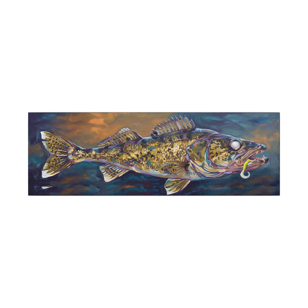 Legends Bold Twilight Walleye Panorama long canvas wall art, view 3