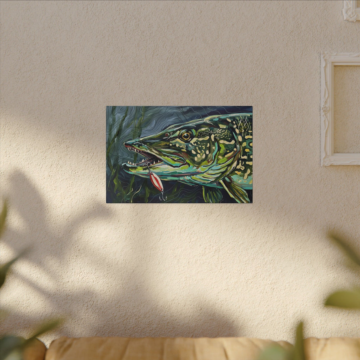 Legends Bold Close-Up Weed-Line Northern Pike canvas wall art, view 5