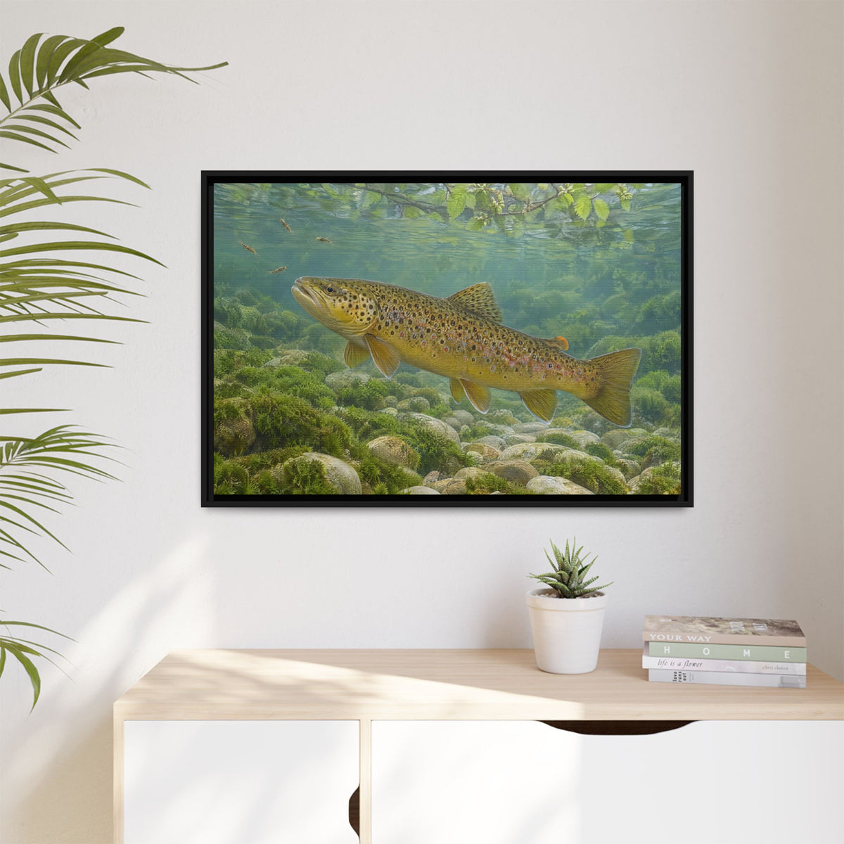 Mourning Creek Brown Trout framed canvas wall art, view 5