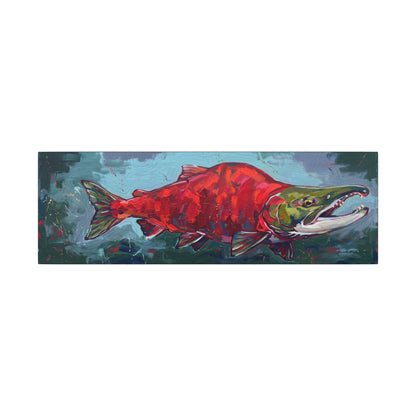 Legends Bold Spawning Sockeye Salmon Panorama long canvas wall art, view 3