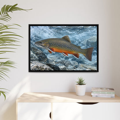 Snowmelt Run Brook Trout framed canvas wall art, view 5