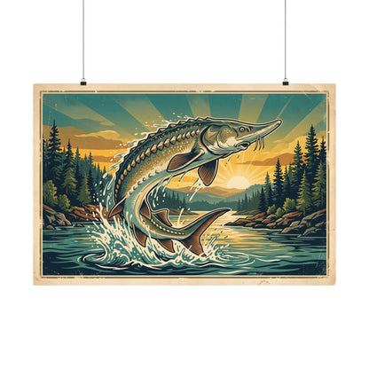Sturgeon Sunrise Breach poster wall art, view 3