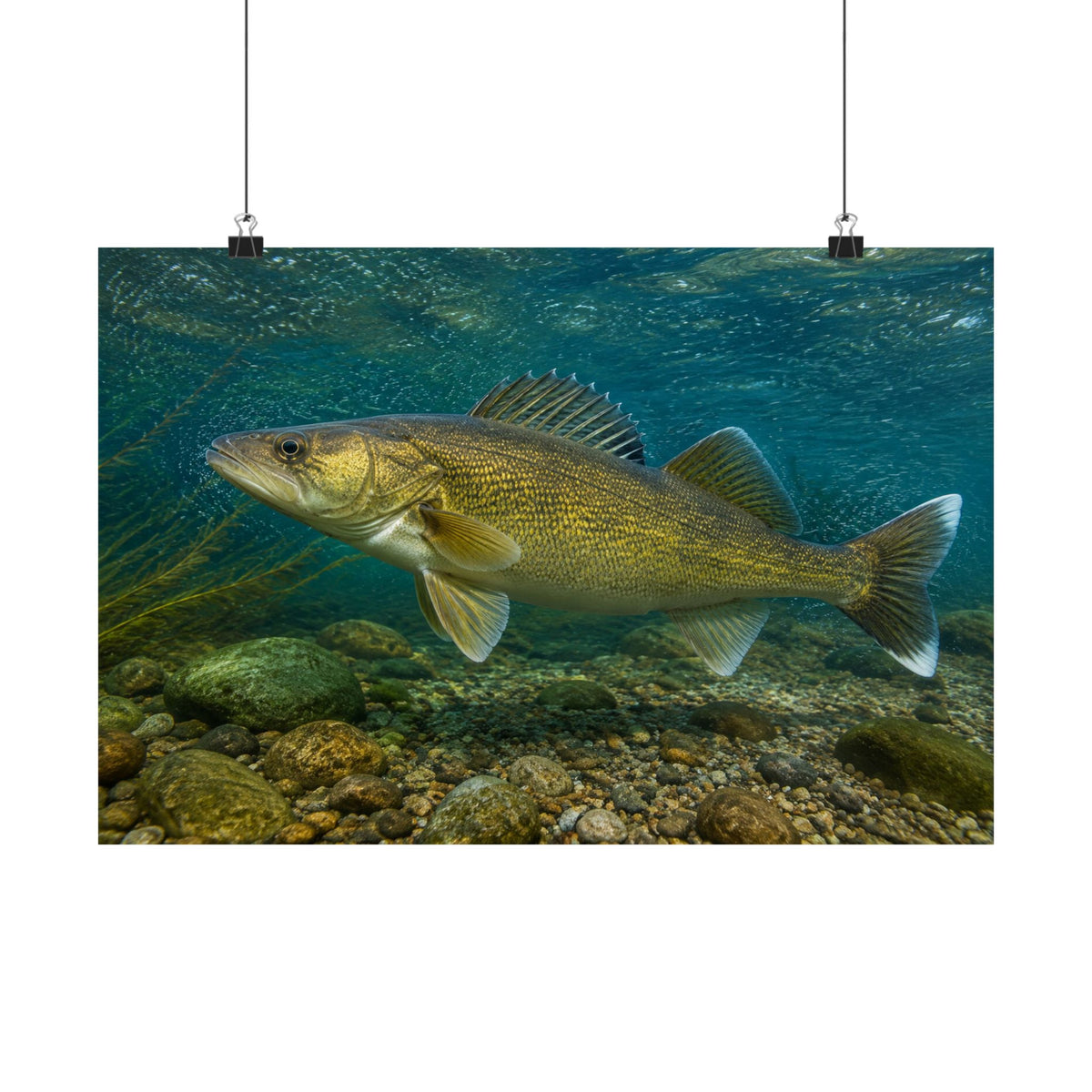 Walleye Holding the Current Seam — Matte Horizontal Wall Art