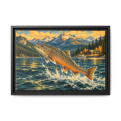 Northern Lake Lodge Bull Trout framed canvas, 18x12 size view