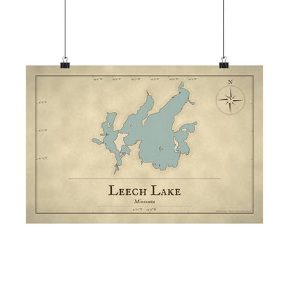 Leech Lake Vintage Map poster wall art, view 2