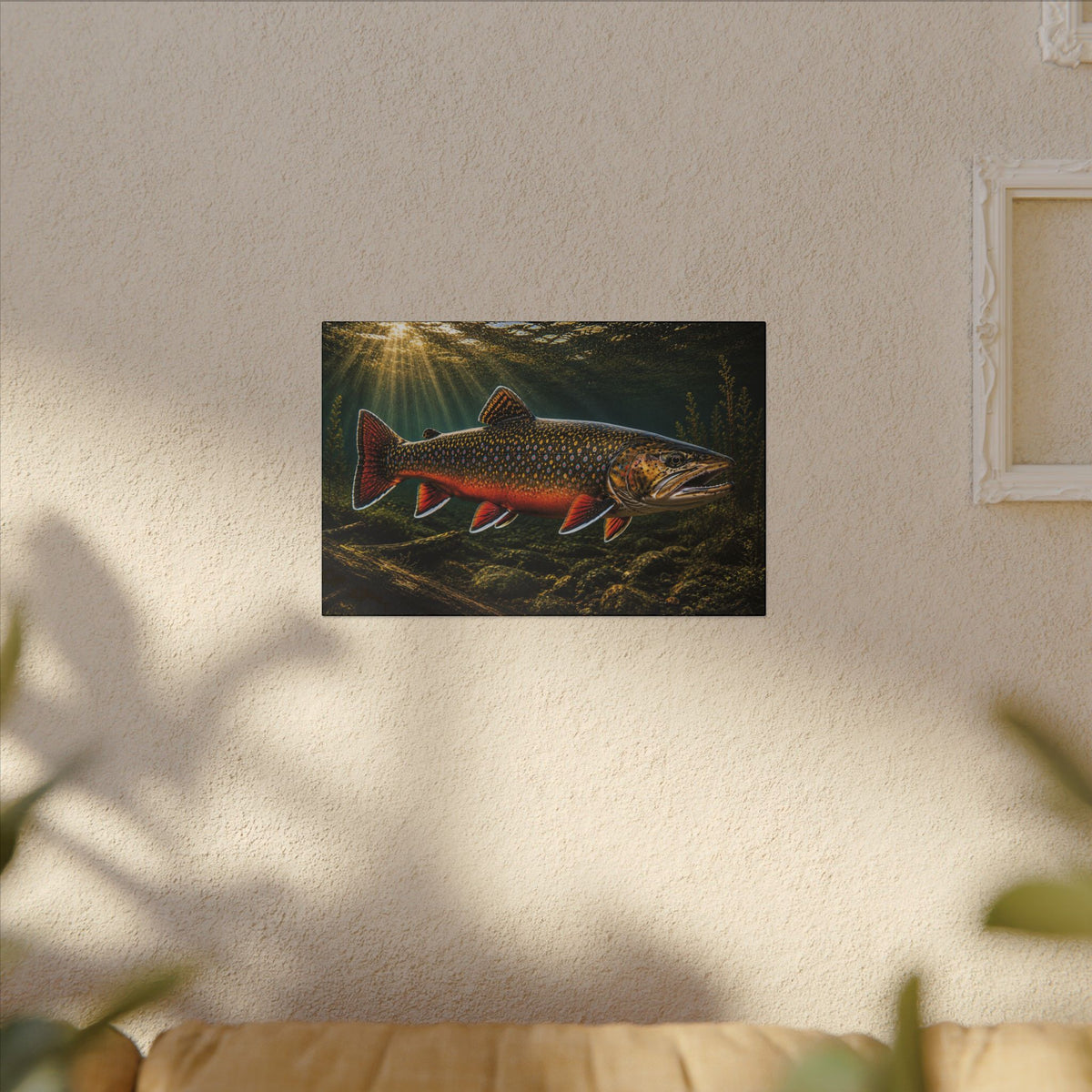 Swimming Upstream at Sundown Brook Trout canvas wall art, view 5